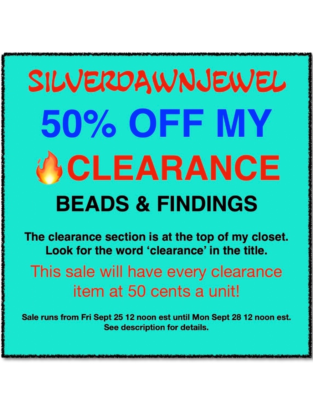 SALE ON NOW! 50% Off Clearance Items!